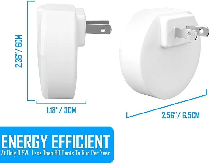 AULTRA Night Light LED Round Night Lights Plug Into Wall - Dusk to Dawn Sensor Activated, Automated On & Off, Used for Kitchen, Bathroom, Home Improvement, Bedroom – 4 Pack