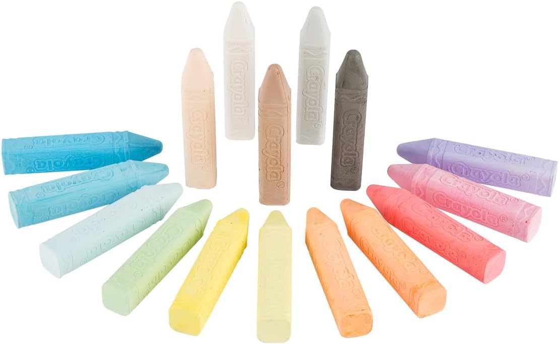 Crayola Washable Outdoor Sidewalk Chalk Collection (130ct), Bulk Anti-Roll Chalk Sticks for Kids, Classroom Recess Toys, Outdoor Toys & Activities for Kids