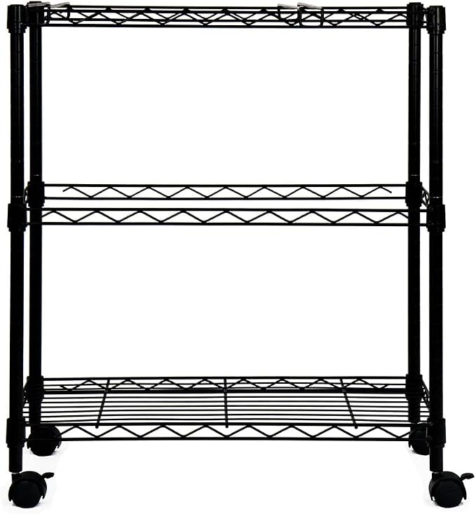Oceanstar Portable 2-Tier Metal Rolling File Cart, Black