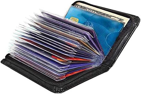Men's Zipper Wallet 36 Slots RFID Blocking Card Holder | Slim Leather Wallet, ID Window, Anti-Theft Lock, Credit Card Organizer for Women & Men, Travel Small Wallet