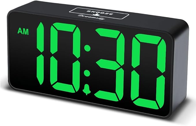 DreamSky Small Digital Alarm Clock for Bedroom with Large Big Numbers | Electric Bedside Desk Clock with USB Charging Port, Brightness Dimmer, Adjustable Alarm Volume, USB-C Adapter Powered