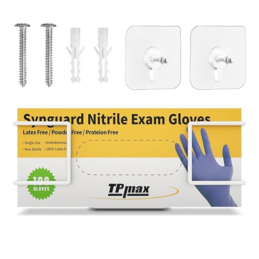 L Size Gloves Box Holder Glovesbox Wire Rack Dispenser for Gloves,Tissues Paper Towels Organizer - Mounting Accessories Included - Holds 1 Box - Perfect for Lab, Food Service and Home