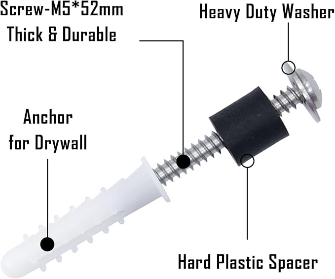 200 Pieces Pegboard Mounting Kit Wall Peg Boards Installation Accessories Pegboard Spacer Kit Includes Screws, Anchors, Spacers and Washers for 1/4-Inch Pegboard (50 Sets)