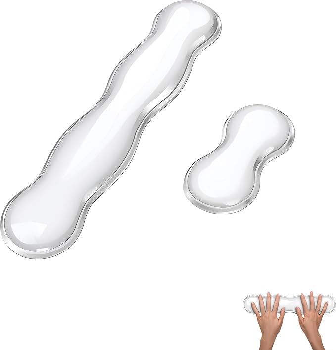 Silicone Gel Keyboard and Mouse Wrist Rest Set, Ergonomic Cool Non-Slip Pad for Typing Pain Relief, Comfort Support for Office Home Computer Laptop, White ﻿ ﻿