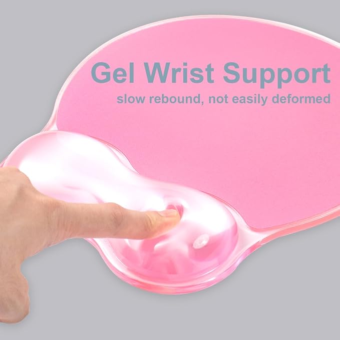 Gel Wrist Rest for Keyboard and Mouse - Ergonomic Pink Mouse Pad with Wrist Rest Support Non-Slip Base for Latop/Desktop/Office Home