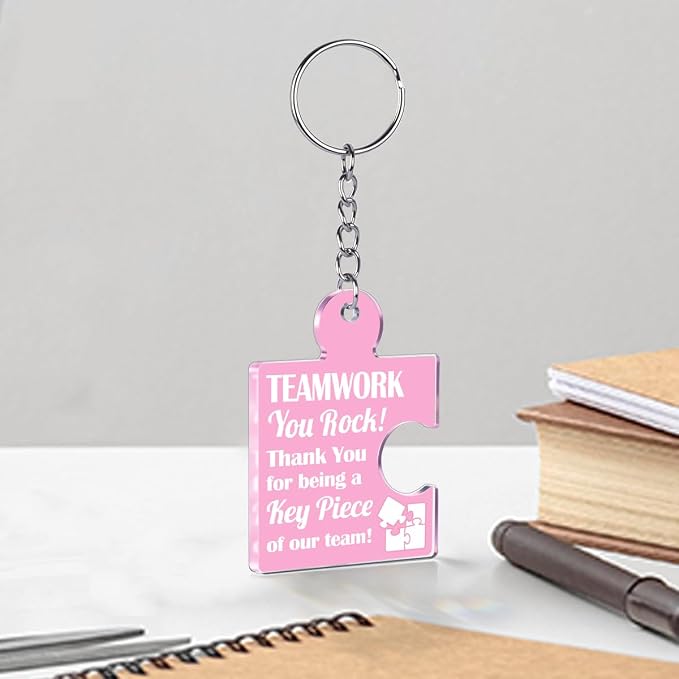 Team Appreciation Gifts Bulk Thank You Keychains for Coworkers | Gift Set for Employee, Staff, Teachers, Teamwork Puzzle Piece Keyring, Acrylic