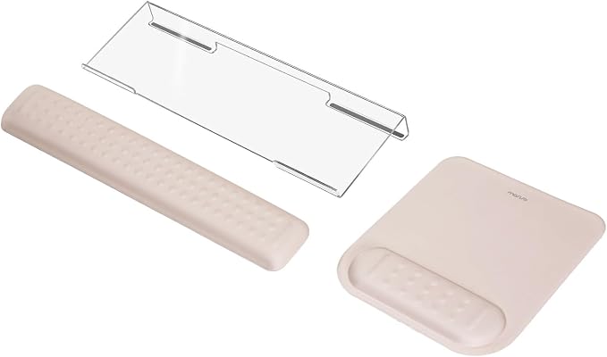 MOSISO Keyboard Stand&Wrist Rest Support for Keyboard &Mouse Pad Set | Ergonomic Massage Wrist Rest Set, Easy Typing Working Acrylic Clear Stand for Office Home, Apricot