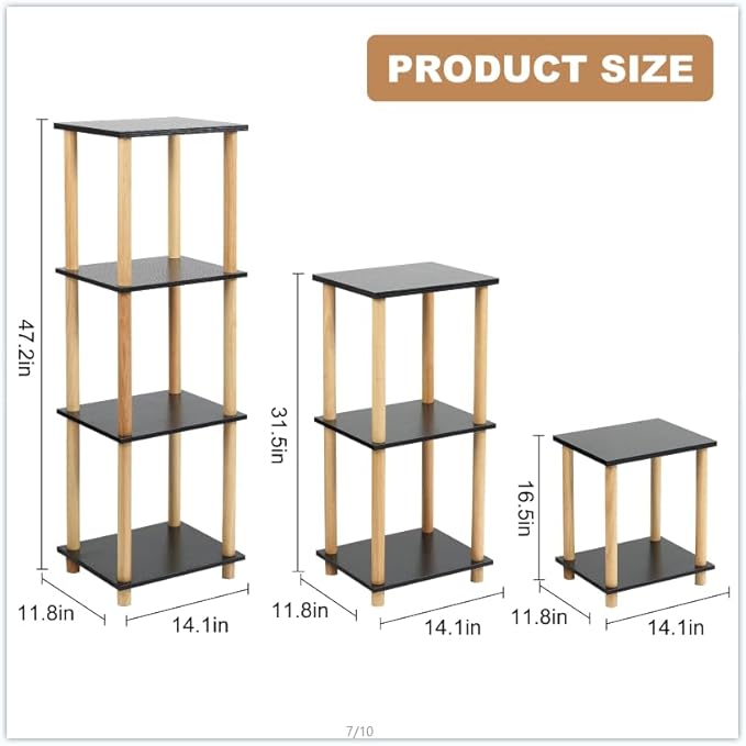 Haeterna 3-Tier Black Bookshelf, Wooden Bookcase with Open Shelves, for Small Spaces,Living Room Bedroom Office,No-Tool Assembly,11.8" D x 14.1" W x 31.5" H inches.