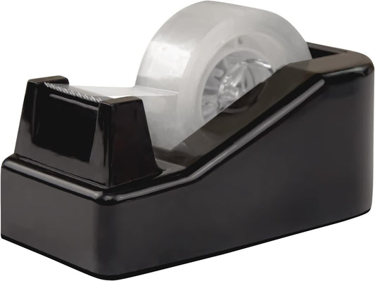 1Pcs Desktop Tape Dispenser Adhesive Roll Holder with Weighted Nonskid Base, Black (Tape not Included)