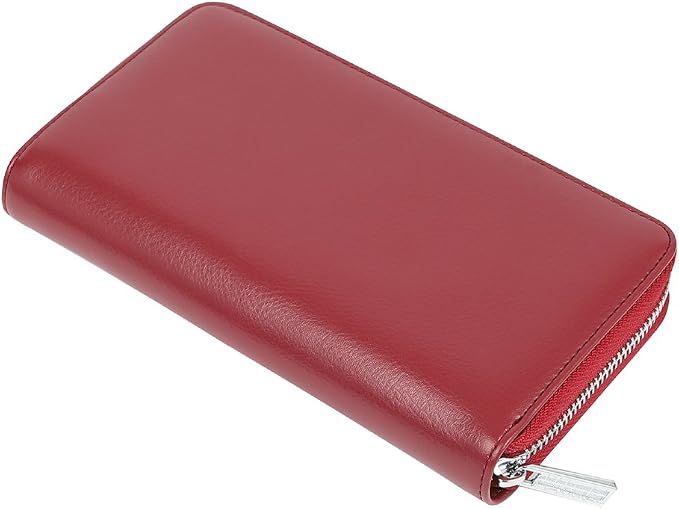 Women 36 Slots RFID Blocking Card Holder Large Long Leather Zipper Organizer Accordion Wallet,Dark Red
