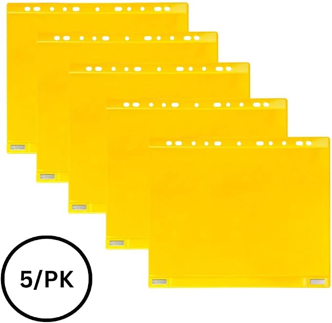Tarifold Magnetic Double-Sided Pockets, Letter Size, Golden Rod, 5 Pack | 5 magnetic double-sided pockets hold letter-size documents, full magnetic backing, golden rod frames, quick document changes