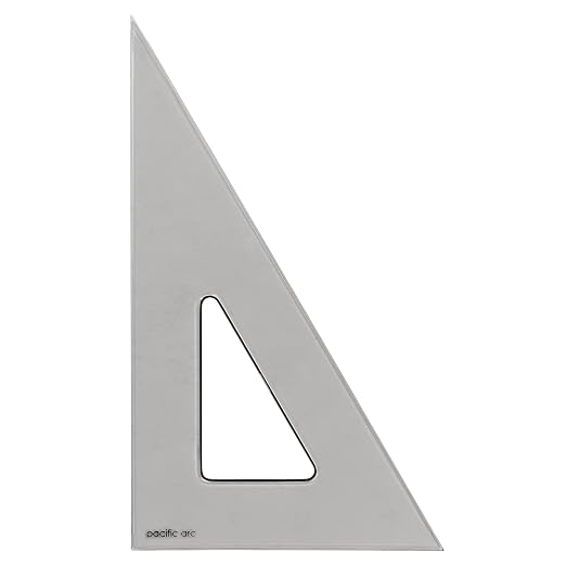 Pacific Arc's Scholastic Triangle - 8 inch - Smoke - 30/60 Angle - Polystyrene - Inking Edge - Technical Drawing Tools, Drafting, Architect and Engineering.