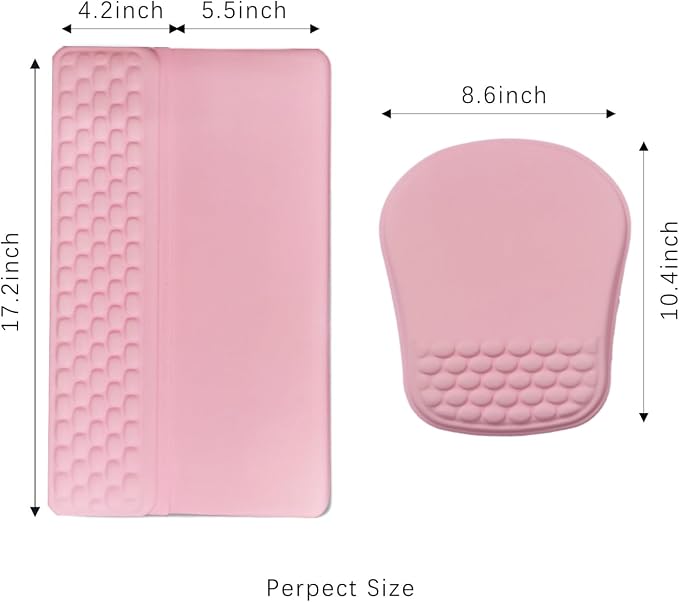 Keyboard Wrist Rest -Ergonomic Keyboard Stand with Wrist Rest- with Carpal Tunnel Pain Relief Massage Bumps and Full Memory Gel Design - Ideal Frequent Computer (Pink)