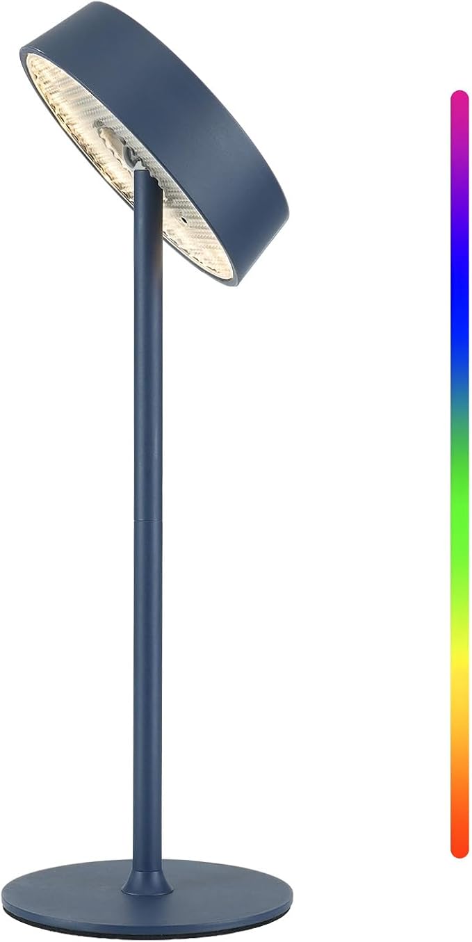 EZVALO Cordless Lamp, Rechargeable Table Lamp, Battery Operated | Portable Outdoor Waterproof, 3 Color Temps RGB, Dimmable Touch Control, LED Memory Function, Restaurant Dining Patio Blue 1Pc