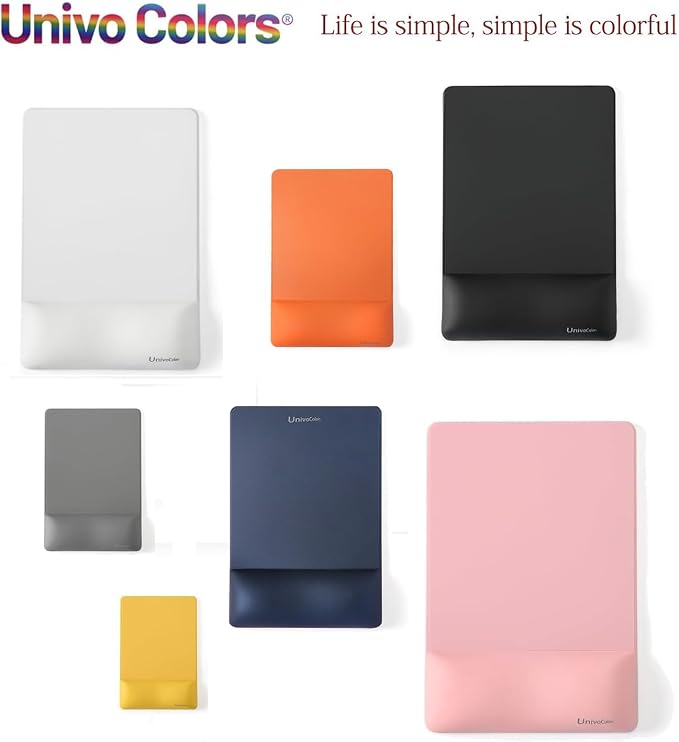UnivoColors Design-Wave Set of Keyboad Wrist Rest & Mouce Pad,Artificial Sheepskin+Memory Foam+Ergonomic+Anti-Slip Gel, Resilience Support During Work and Gaming,Keyboard Accessory,Navy