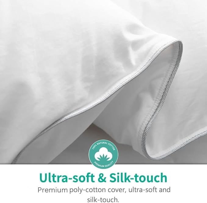 APSMILE Full/Queen Size Down Feather Fibers Duvet Insert - Ultra-Soft All Season Down Feather Fibers Comforter Hotel Collection Comforter, 46 Oz Fluffy Medium Warmth (White, 90x90)