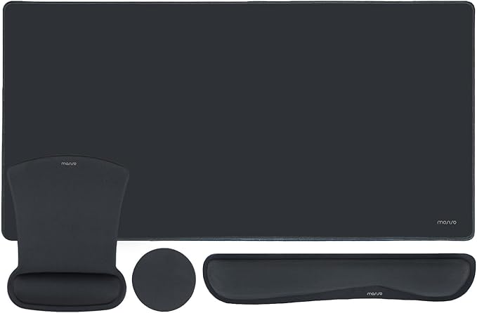 MOSISO Keyboard Mouse Pad Set, Large Gaming Mousepad&Keyboard Wrist Rest&Mouse Wrist Rest&Coaster, Ergonomic Non-Slip Mousepad&Easy Typing Cushion with Memory Foam for Home Office, Slate Gray