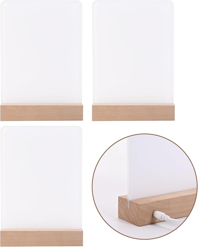 4 Pack 6" x 8" Sublimation led Acrylic Photo Frames Night Lights Blanks Heart Shape,with Warm Color Light with Wood Stand for Heat Press Machine Printing