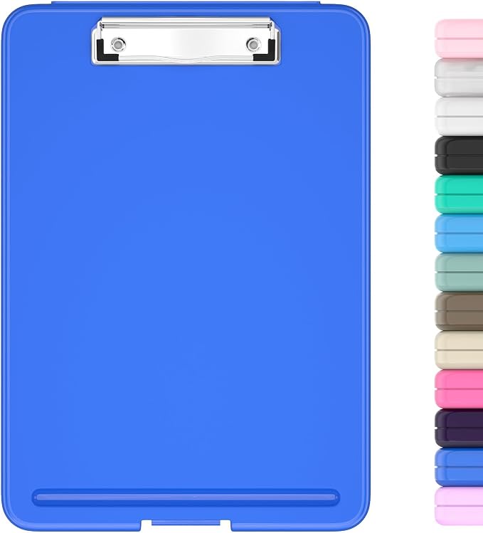 Hongri Clipboard with Storage, 8.5 x 11 Clip Board Foldable, Dark Blue | Bottom Opening, Size 13.4 x 9.4 X 0.9 in for Nurses, Teacher, Students, Classroom, School & Office Supplies