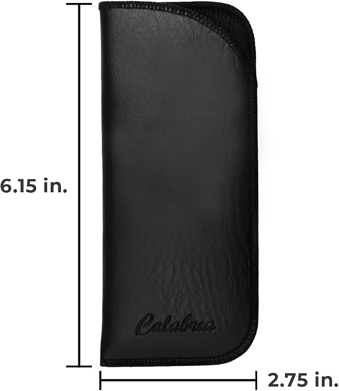 Calabria Half Slip-in Soft Eyeglass Case PU Leather Felt Black Men Women Vertical Flat Eye Glasses Pouch Sunglasses Holder