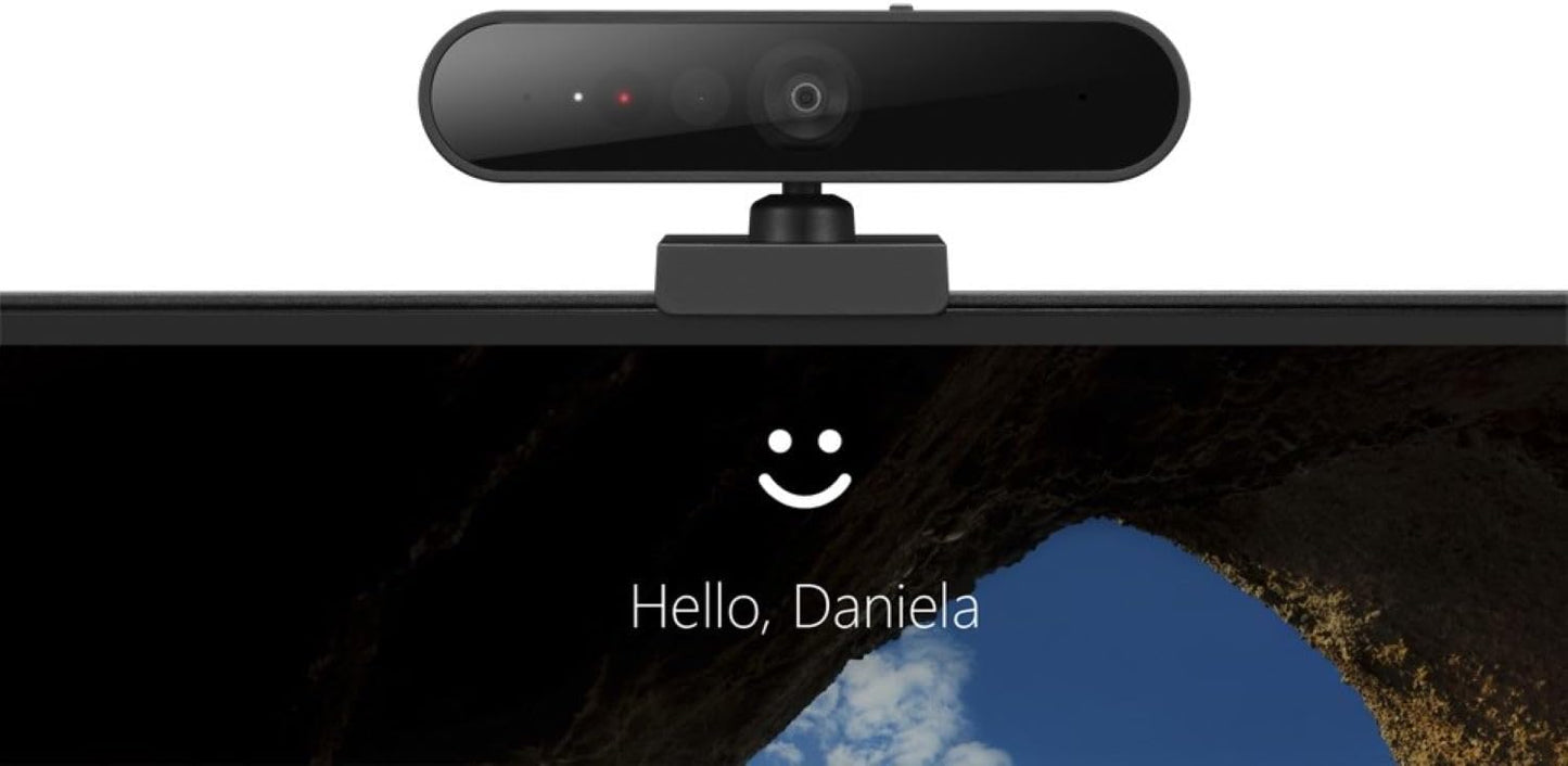 Lenovo HD 1080p Webcam (510 FHD)- Black w/ 4X Digital Zoom, 95° Wide Angle, 360° Rotation Pan & Tilt, Dual Microphones & Windows Hello