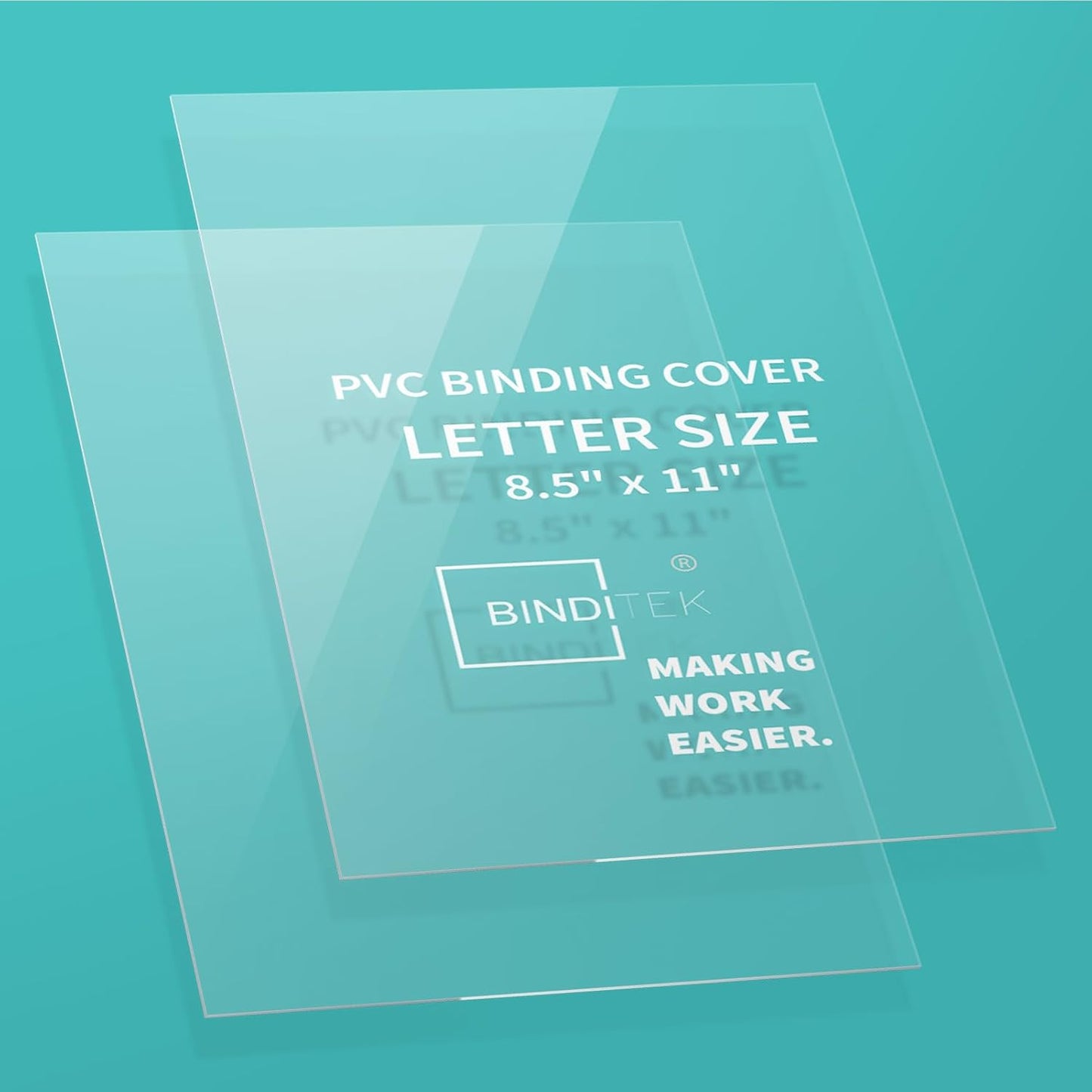 Binditek 100 Pack 10 Mil PVC Clear Binding Covers, 8.5 x 11 Inches, Letter Size, Square Corners, Un-Punched, Office Supplies