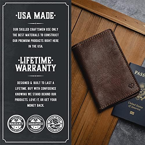 Leather Passport Holder for Men | Made in USA | 3.5" x 5.5" Field Notes Cover | Tobacco Snakebite