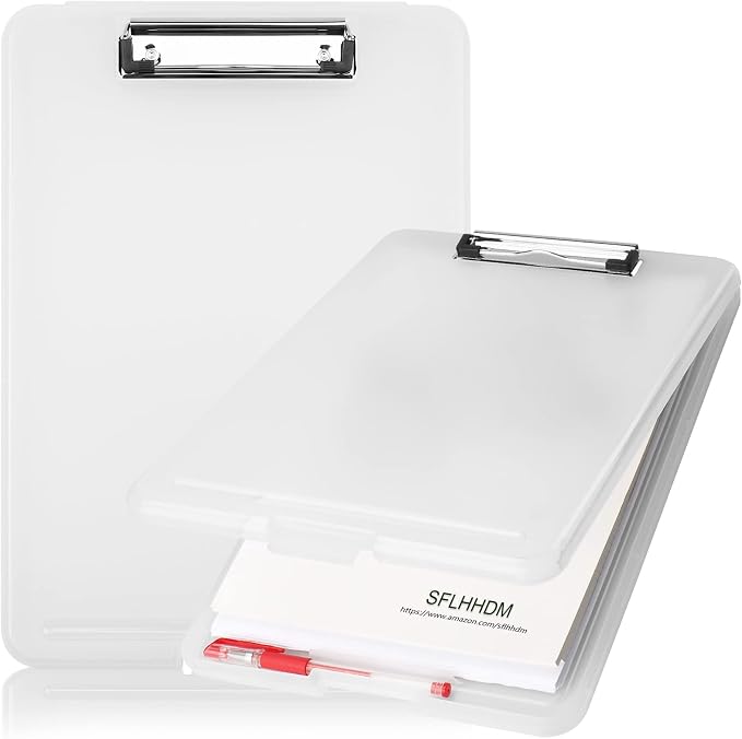 Clipboard with Storage,Storage Clipboard with Clip,Clipboards Foldable for Nurse,for 8.5x11 Paper Clip Boards,A4 Clipboards Case with Smooth Writing for Office Supplies Clip Board Case-Translucent