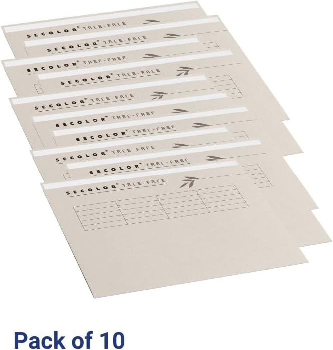 Jalema Tree-Free File Folders with Tabs, 10 Pack, Natural Beige | 10 folders, holds up to 100 sheets, cardboard made from agricultural waste, natural beige