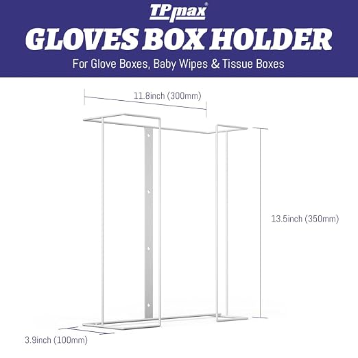 XL Gloves Box Holder,Wire Rack Dispenser for Gloves - Tissues Paper Towels Organizer - Mounting Accessories Included - Holds up to 3 Boxes - Perfect for Lab, Food Service and Home