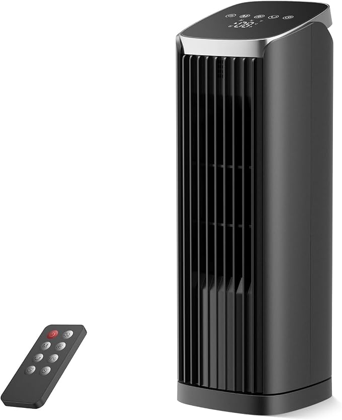 PNTCK 13" Tower Fan for Bedroom, Portable Desk Fan with 4 Speeds, 4 Modes | Quiet Cooling Fan with Remote, 12H Timer, 70° Oscillating Fans Bladeless Table fan for Room Office Home
