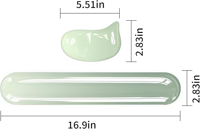 Gel Wrist Rest Set for Computer Keyboard and Mouse, 2-Pack (Green) | Ergonomic Silicone Wrist Support for Typing Fatigue Relief, Non-Slip Cooling Computer Wrist Rest Pad for Office, Gaming