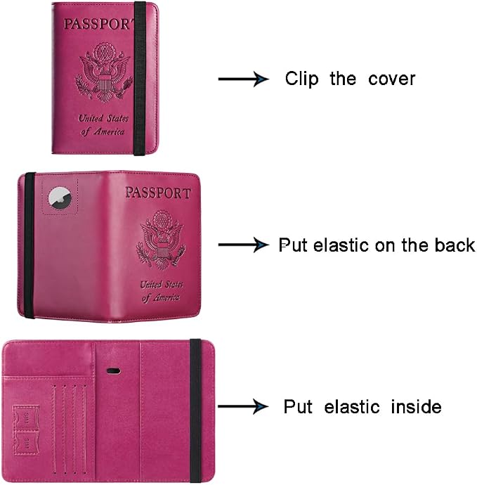 Airtag Passport Holder, Travel Essentials, Passport Cover, RFID Wallet | Passport Wallet, Travel Accessories, RFID Blocking, Synthetic Leather Card Case, International Must Haves, For Women Men