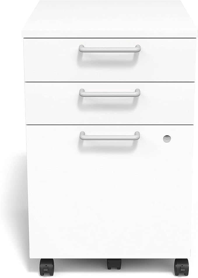 Staples Essentials 3-Drawer Vertical File Cabinet, Letter & Legal Size Documents, Lockable & Mobile, 21.3" D x 15.6" W x 24.3" H, White