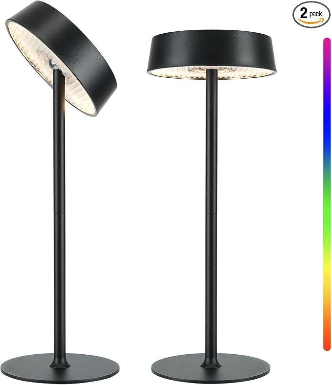 EZVALO Cordless Lamp, Rechargeable Table Lamp, Battery Operated | Portable Outdoor Waterproof, 3 Color Temps RGB, Dimmable Touch Control, LED Memory Function, Restaurant Dining Patio Kitchen