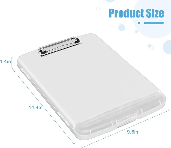 Hongri Clipboard with Storage with Pencil Case, 8.5 x 11 Storage Clip Board | High Capacity Organization Box for A4 Letter Legal Paper, Heavy Duty Folio & Side-Opening for Nurses, Teachers, White