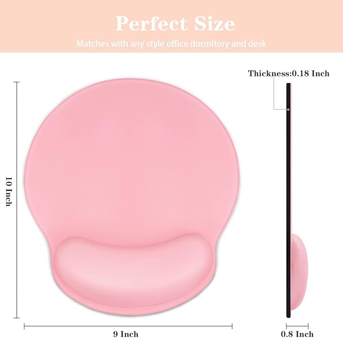 WAVEYU Ergonomic Mouse Pad with Wrist Support, Decorative Mouse Mat for Women Non-Slip Rubber Base Mousepad for Desk Laptop Gaming Working Computers Easy Typing & Pain Relief, Pink