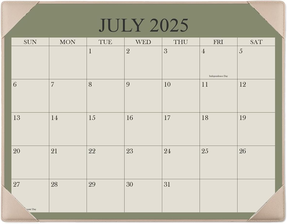 Desk Calendar 2025-2026 with Desktop Mat, 18 Month Small Desk Pad Calendar from July 2025 to December 2026, 8.5" x 11" Desk Pad Calendar 2025-2026 for Home, School Office, Beige