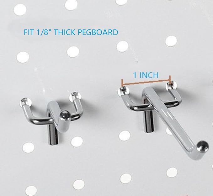 25 PCS 4 Inch Pegboard Hooks Kit - Garage Tool Storage Organizer for Wall Hanging & Shelving, Upgraded Fits Standard 3/16 Inch Pegboards and 1/8 Inch Metal Pegboards