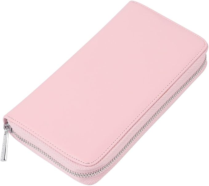 Women 36 Slots RFID Blocking Card Holder Large Long Leather Zipper Organizer Accordion Wallet,Pink