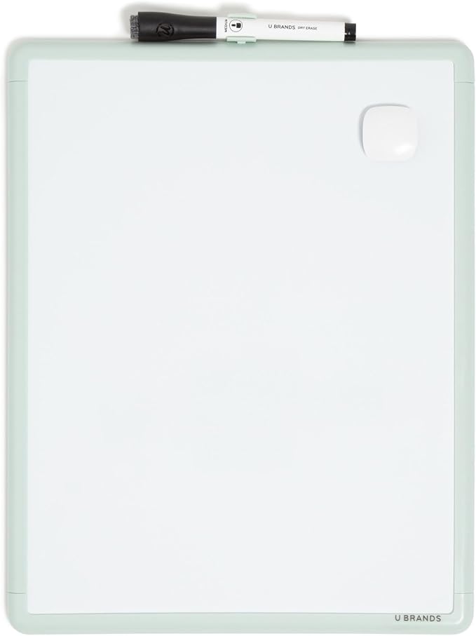 U Brands Dry Erase Whiteboard, 11" x 14", Small Whiteboard, Green Frame