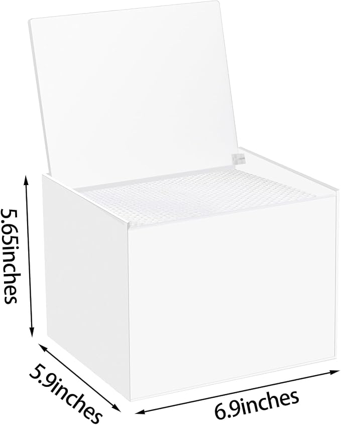Disposable Face Facial Towel Holder Storage Box Acrylic Container, White