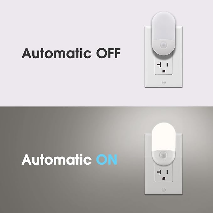 LOHAS Night Lights Plug into Wall [𝟮 𝙋𝙖𝙘𝙠], Auto Dusk to Dawn sensor, 0.6W Dimmable LED Nightlights, Daylight White 5000K, 30/60lm Small Night Light for Hallway, Kids, Adults, Bathroom, Stairs