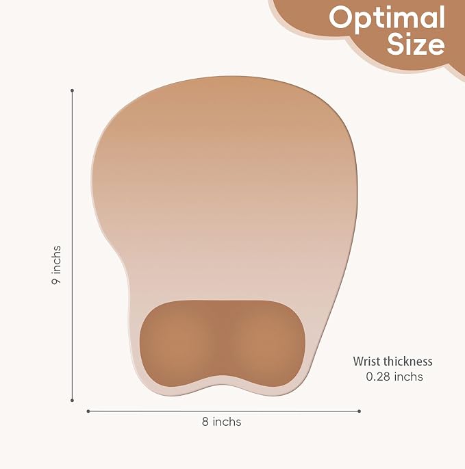 Ergonomic Mouse Pad,Non Slip Mousepad Wrist Rest Support for Office, Computer, Laptop & Mac(A-Light Brown)