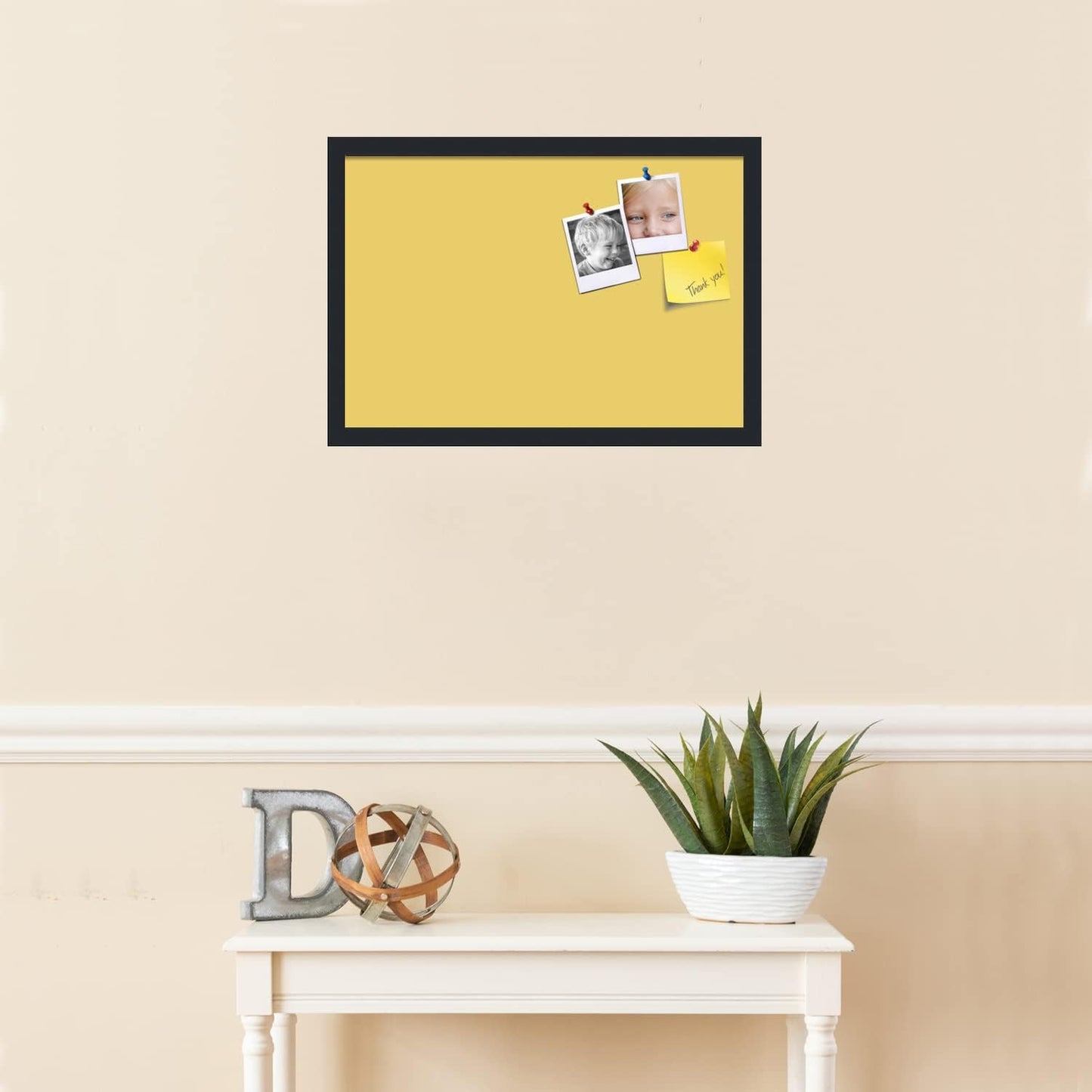 PinPix 22x15 Inch Cork Bulletin Board. This Decorative Framed Pin Board Comes with Honey Pastel Design and a Satin Black Frame. Ideal for Home Office Decor or Message Board (PinPix-1810)