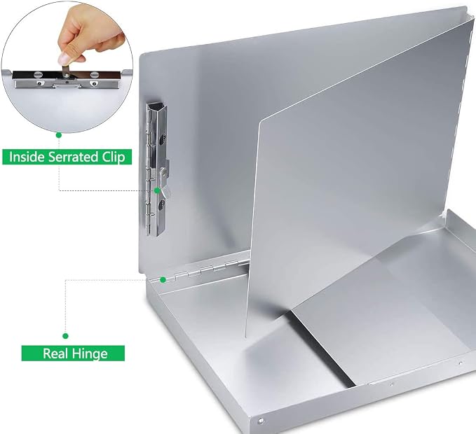 Sunnyclip Aluminum Clipboard with Storage (Legal Size) Form Holder Portfolio Aluminum Metal Binder Heavy Duty with Clip Inside Posse Box, for Office Business Medical Professionals Stationer