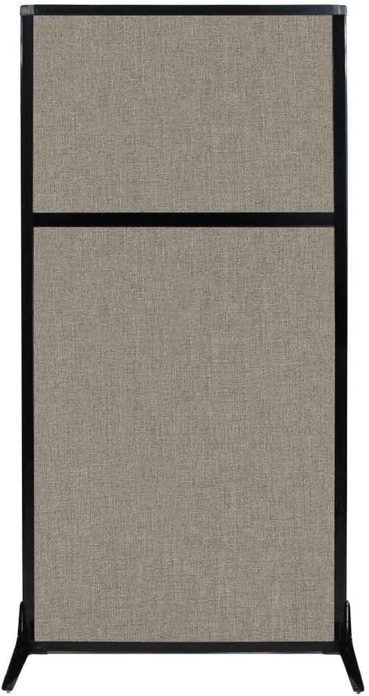 Versare Workstation Partition | Portable Wall Divider | Modern Office Cubicle | Free Standing Privacy Screen | Flexible Work Space | 33" x 70" Warm Pebble Fabric Panels