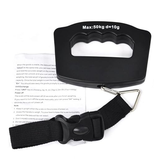 Portable Handheld Accurate High Precision Digital Travel Suitcase Luggage Weighing Electronic LCD Display Scale with Strap Upto 110 Pound Selectable Weigh Units