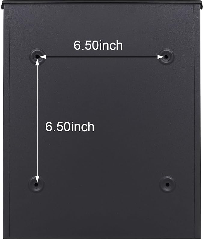 Jssmst Locking Mailbox Wall Mount Key Lock Drop Box Large Capacity with Galvanized Steel Cover and Rust-Proof Metal Post Box, Black Matt, SM-0702LK,Medium