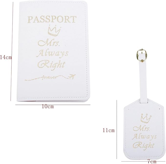 passport holder mrs and mr, Passport Wallets Travel Holder Set,Honeymoon gift, Wedding Bridal Shower Gift,Travel Luggage Tags Passport Cover (Mr. Right and Mrs. Always Right)